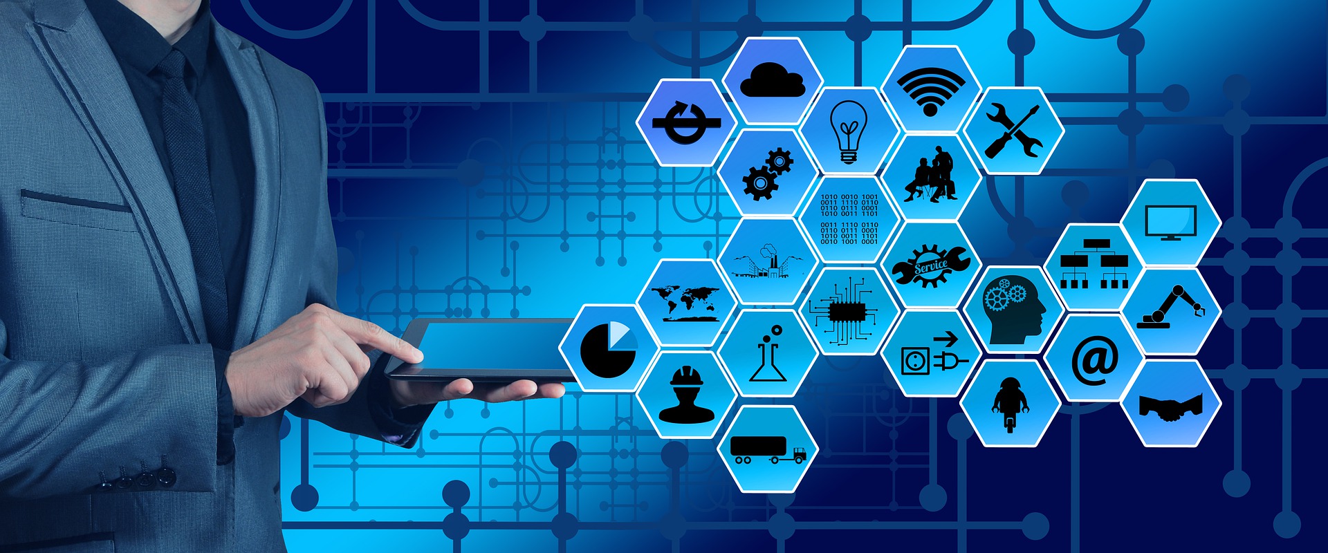 Robotiserad produktionslinje i en industrianläggning